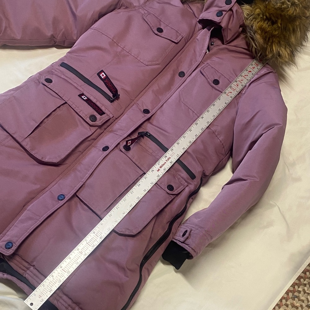Women's Mauve Fur-Trimmed Puffer Coat - Picture 15 of 16